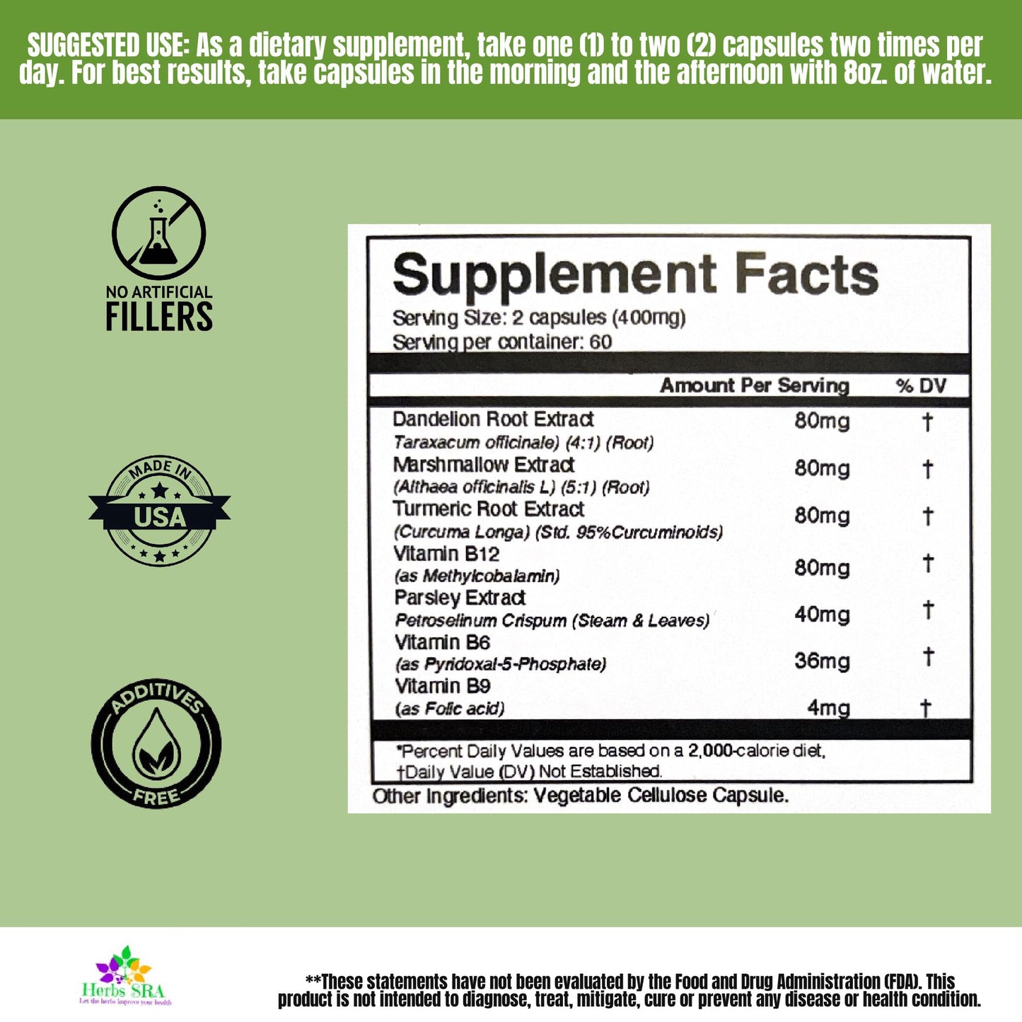 Herbs SRA RenalHealth Kidney & Urinary Wellness Supplement Capsules 120