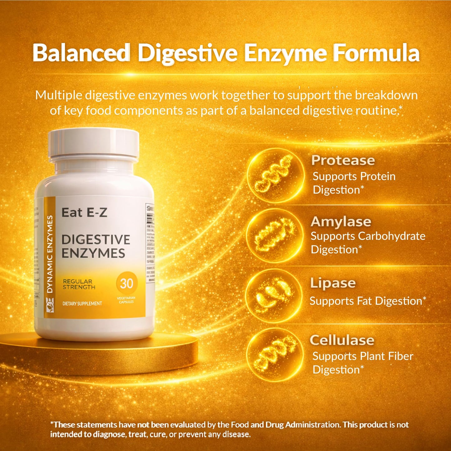 Dynamic Enzymes Eat E-Z Digestive Enzymes 30 Capsules