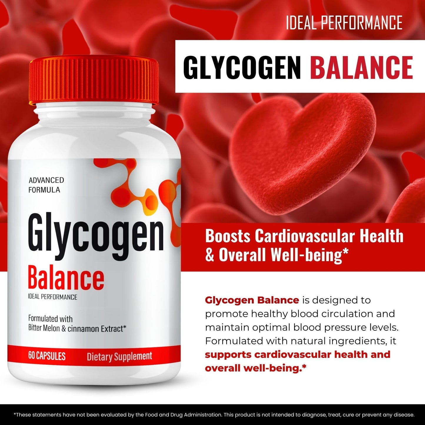 IDEAL PERFORMANCE Glycogen Balance Advanced Blood Formula Capsules, 300 Capsules