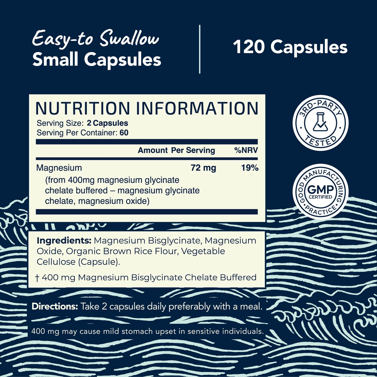 Nobi Nutrition Magnesium Glycinate 400mg Capsule, 120 Count