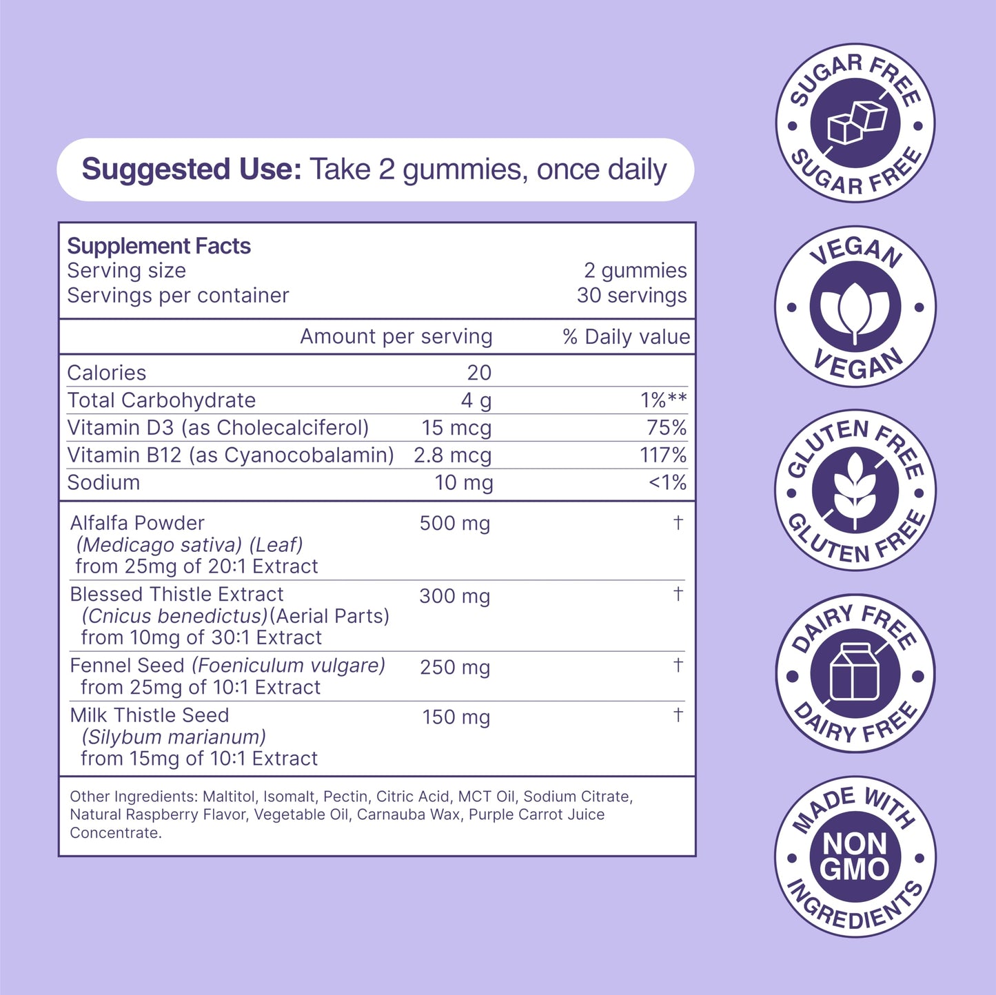 Habit + Habitat Liver Support Plus with Milk Thistle, Alfalfa Leaf, Vitamins D3 and B12 Advanced Formula Gummy 1 Count