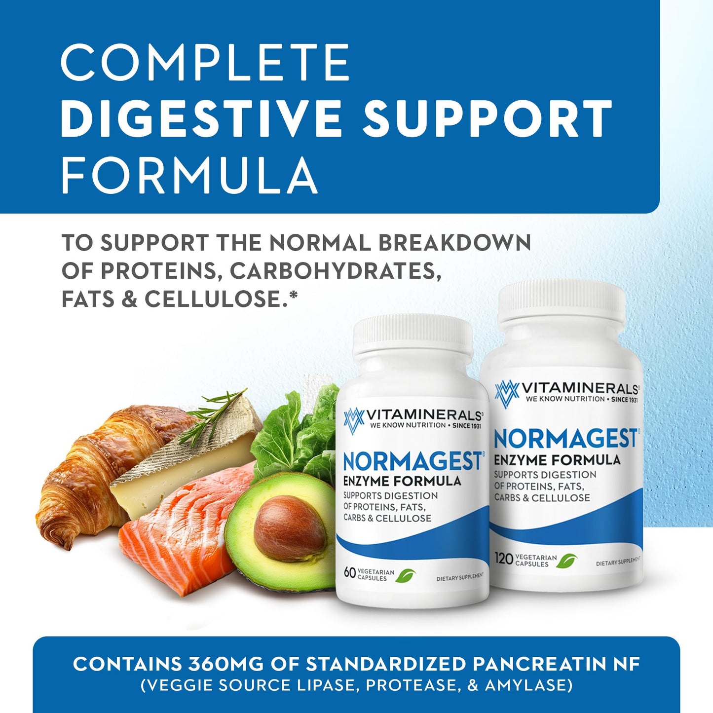Vitaminerals 61 Normagest Digestion Support Formula for Protein, Fats & Carbs, Capsules, 60 Count