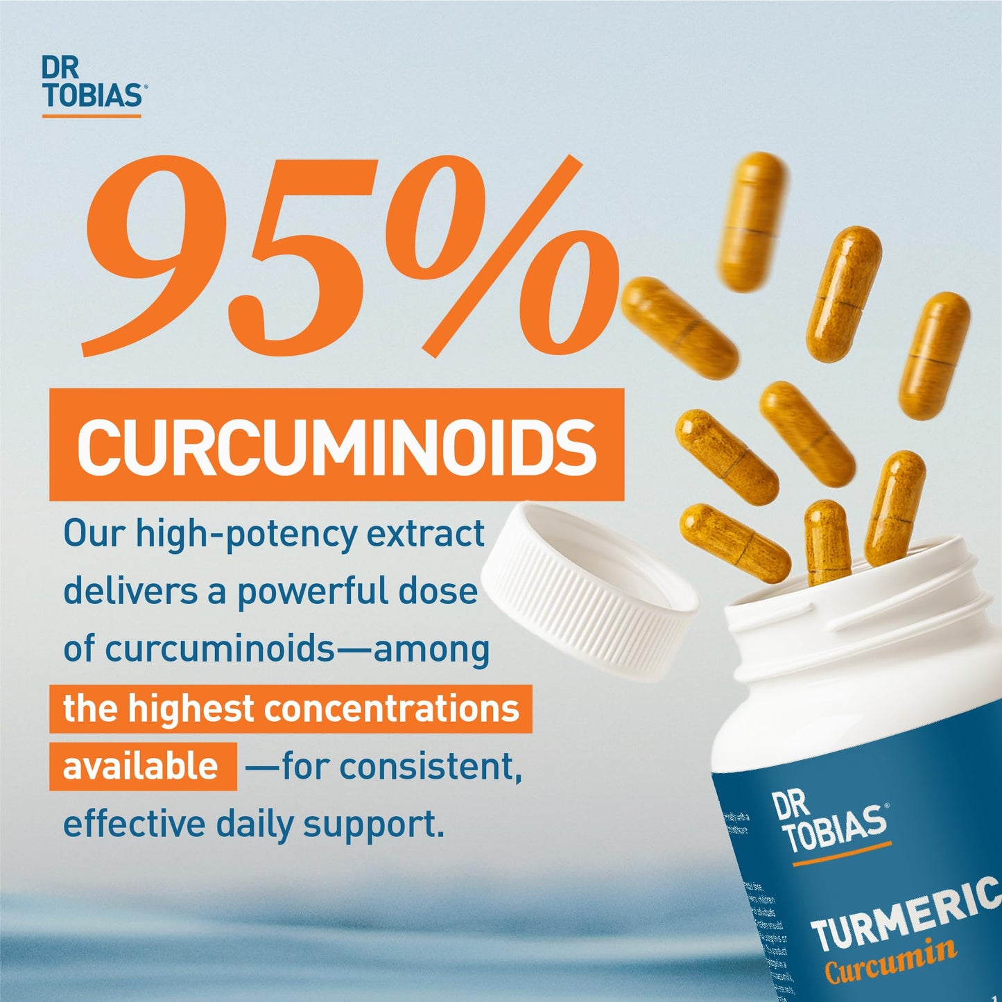 Dr. Tobias Turmeric Curcumin 1500mg with BioPerine Extra Strength Supplement with 95% Curcuminoids for Joint Support, Overall Vitality & Immune Health, 120 Capsules