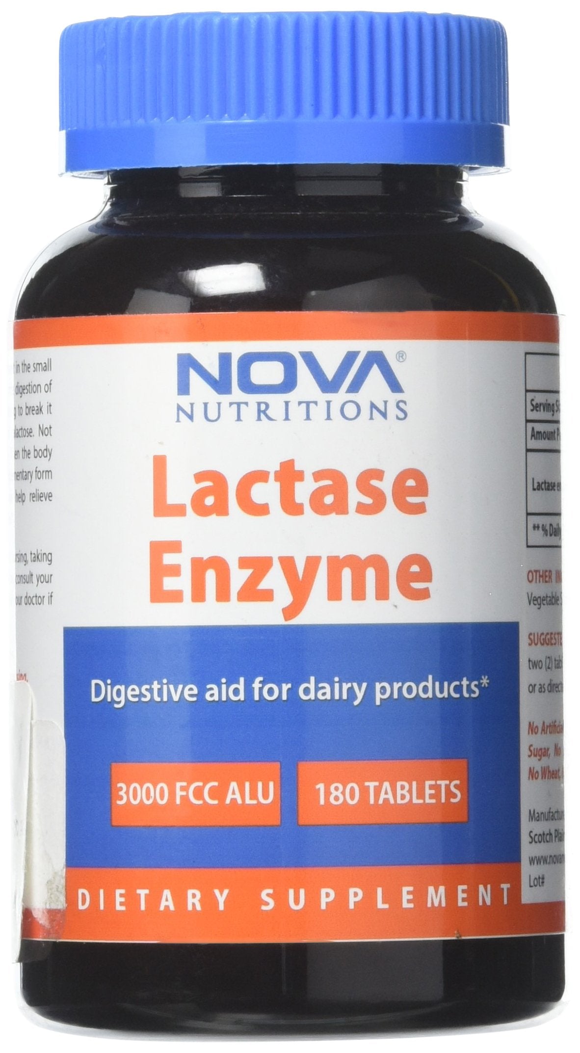 Nova Nutritions Lactase Enzyme 3000 FCC ALU Tablets, 180