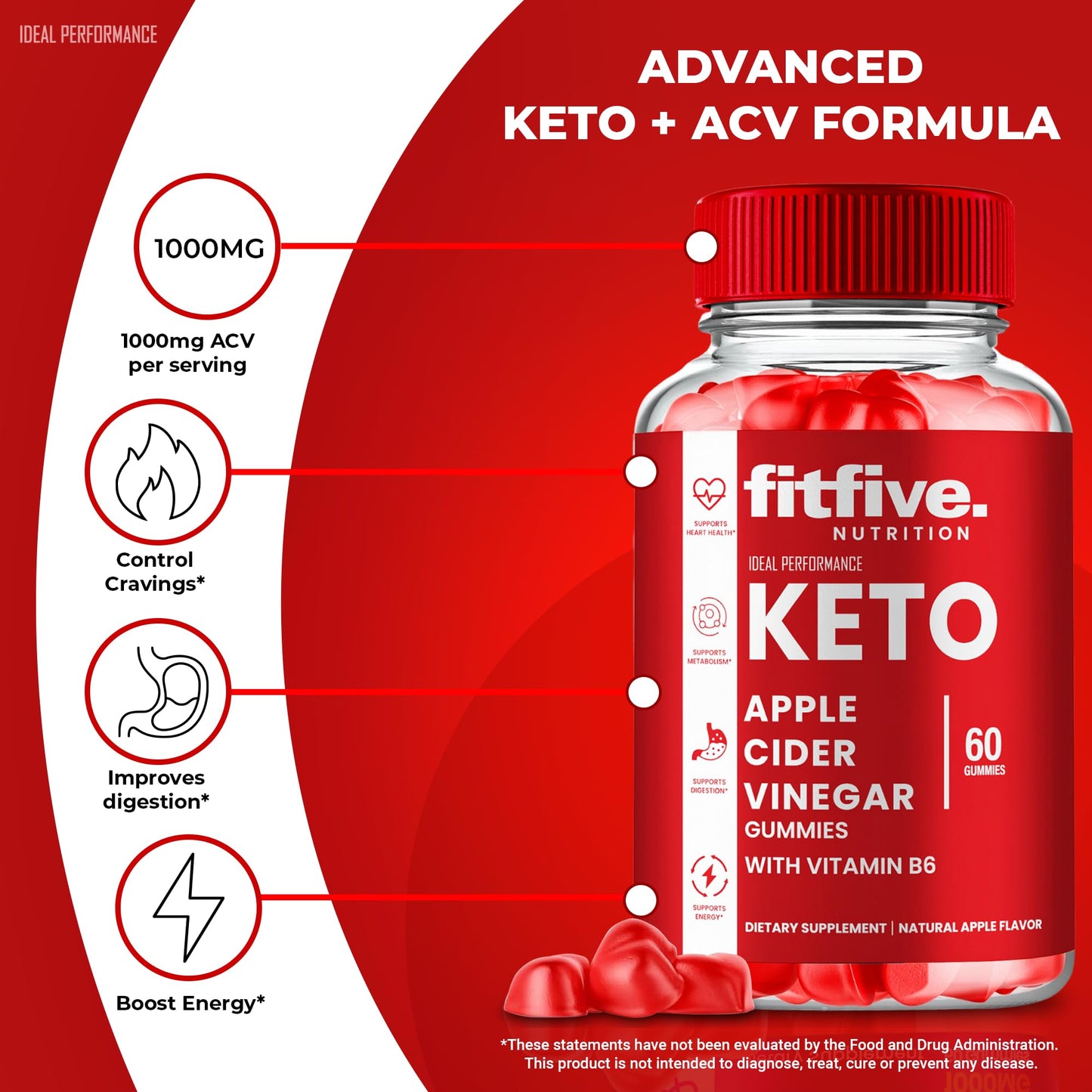 IDEAL PERFORMANCE FitFIve Keto ACV Gummies 300 Gummies