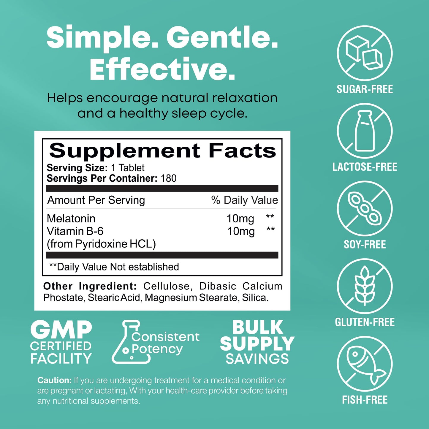 NutraBulk Melatonin Tablets 180 Count