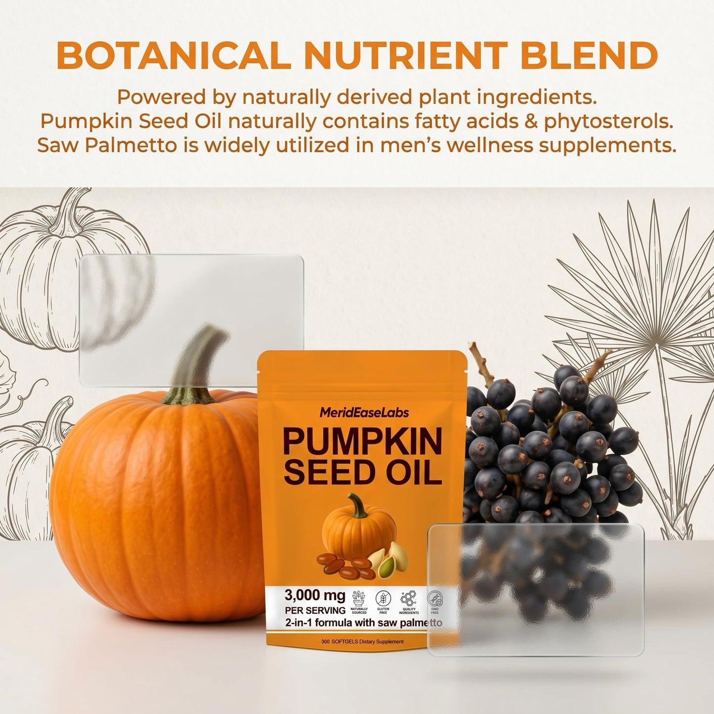 ONAISE Pumpkin Seed Oil with Saw Palmetto, 2-in-1 Formula, 300 Softgels