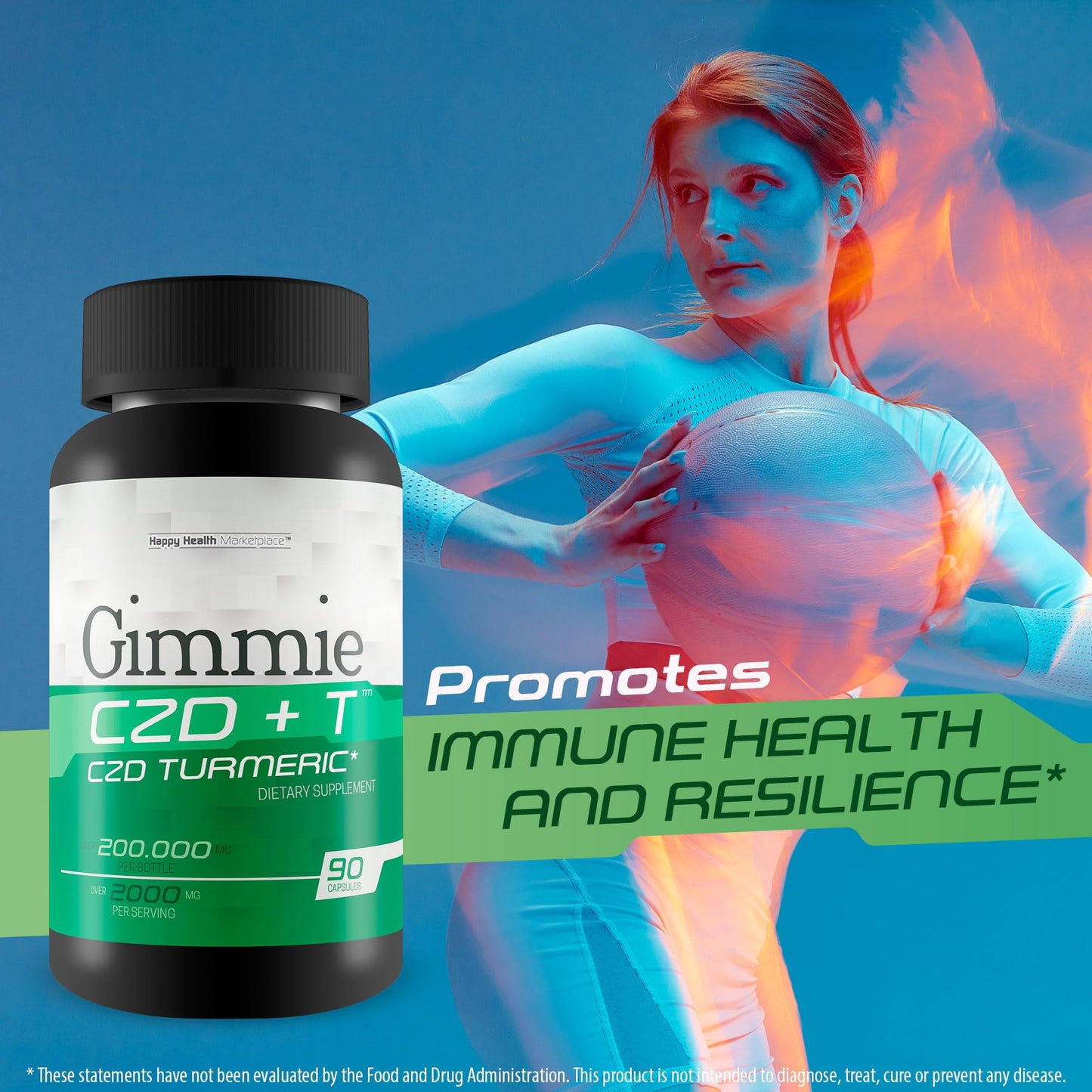 Happy Health Marketplace Gimmie CZD + T - Our Best CDZ Supplement Vitamin C D and Zinc Plus Magnesium Turmeric and More Capsule 90 Count