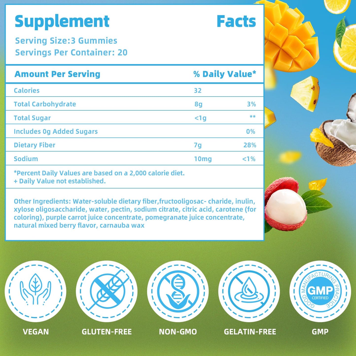 AFXMATE Fiber Supplement Gummies, 120 Count