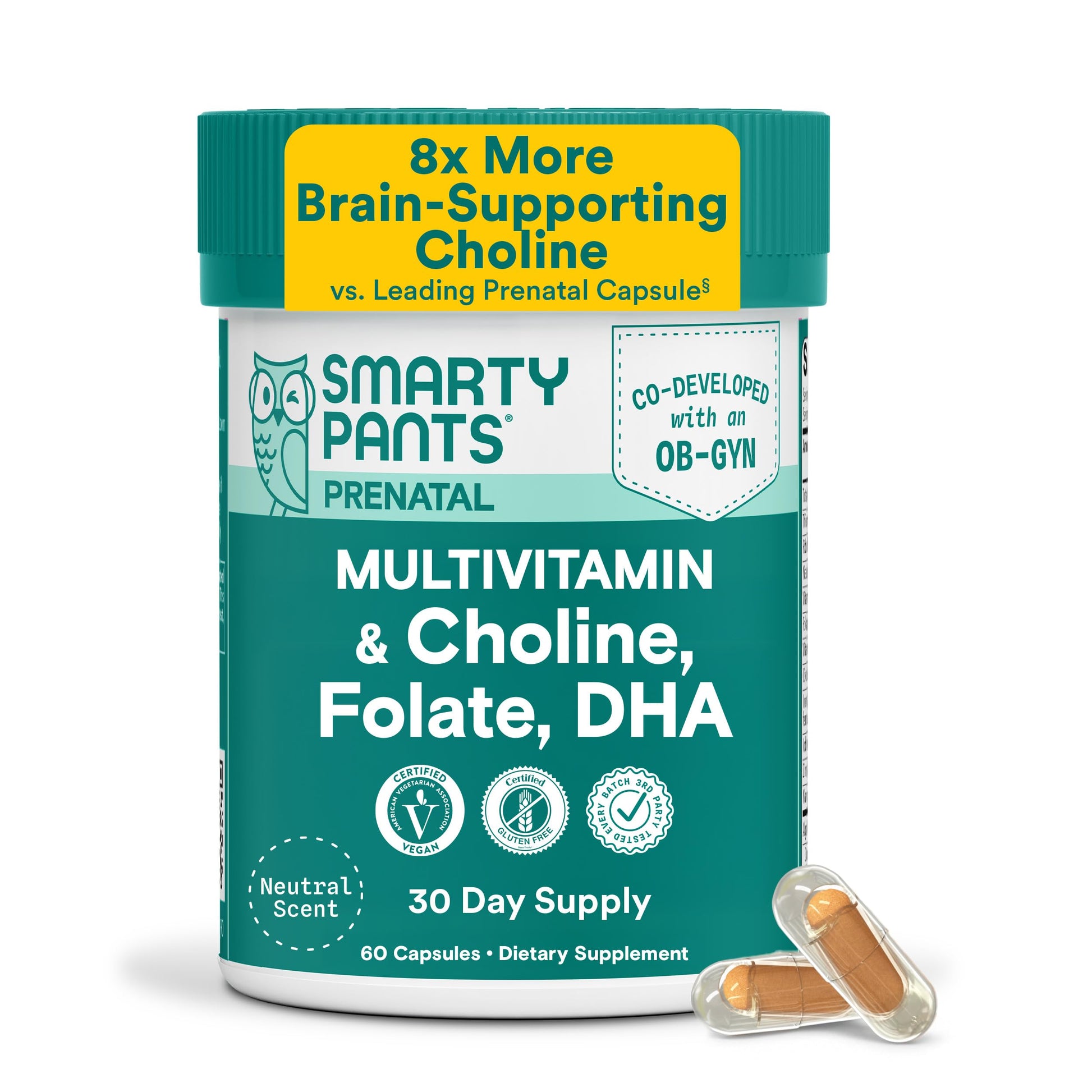 SmartyPants Women’s Prenatal Multivitamin Capsules, 60 Count