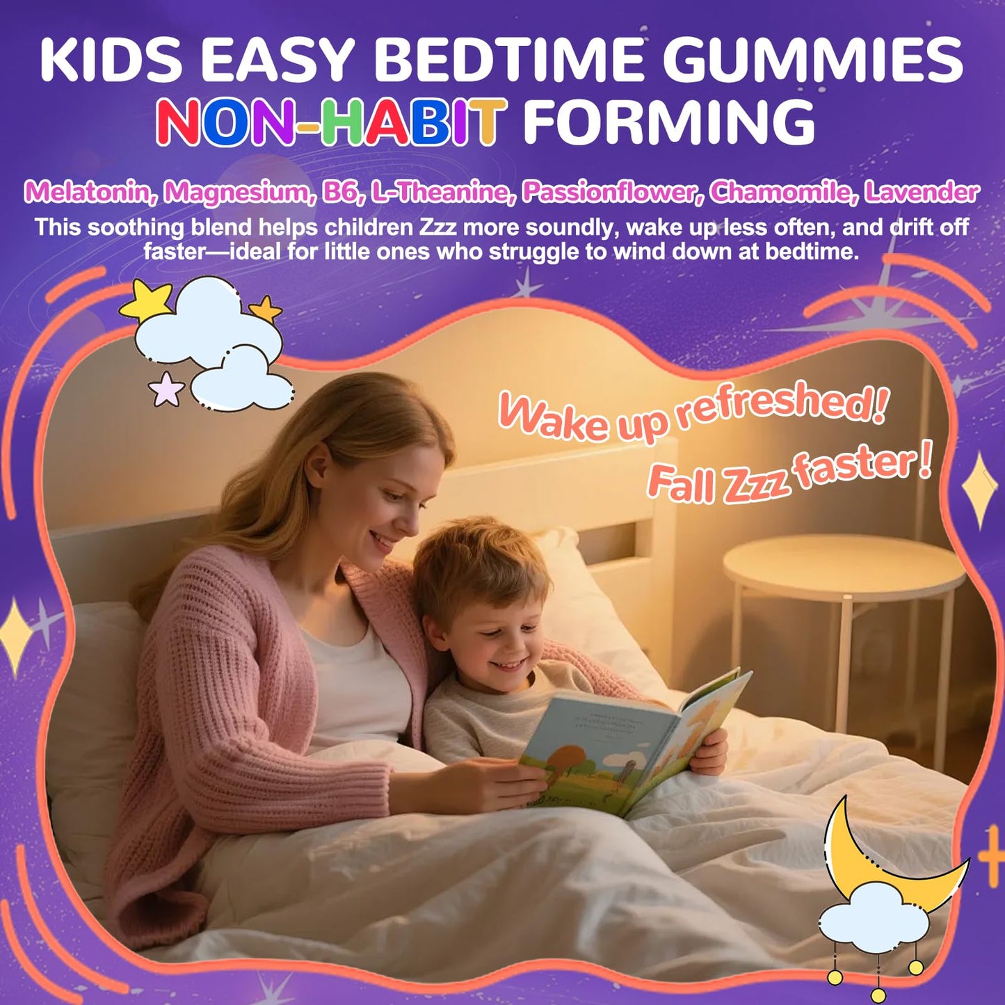 BSSTABBON Melatonin Gummies for Kids 1mg Extra Strength Chewable with Magnesium Chamomile Lavender Elderberry L-Theanine D3 B6 - Natural Rest Cycles for Children 4+, 120 Gummies