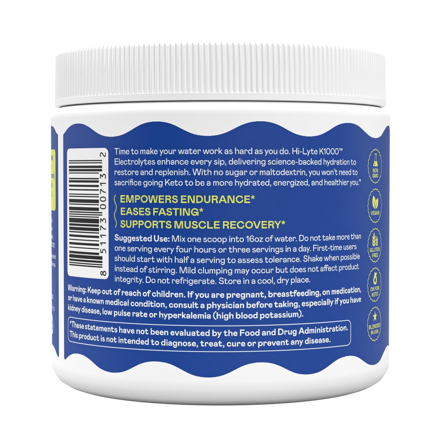 Hi-Lyte K1000 Blue Raspberry Electrolytes Powder, 50 Servings