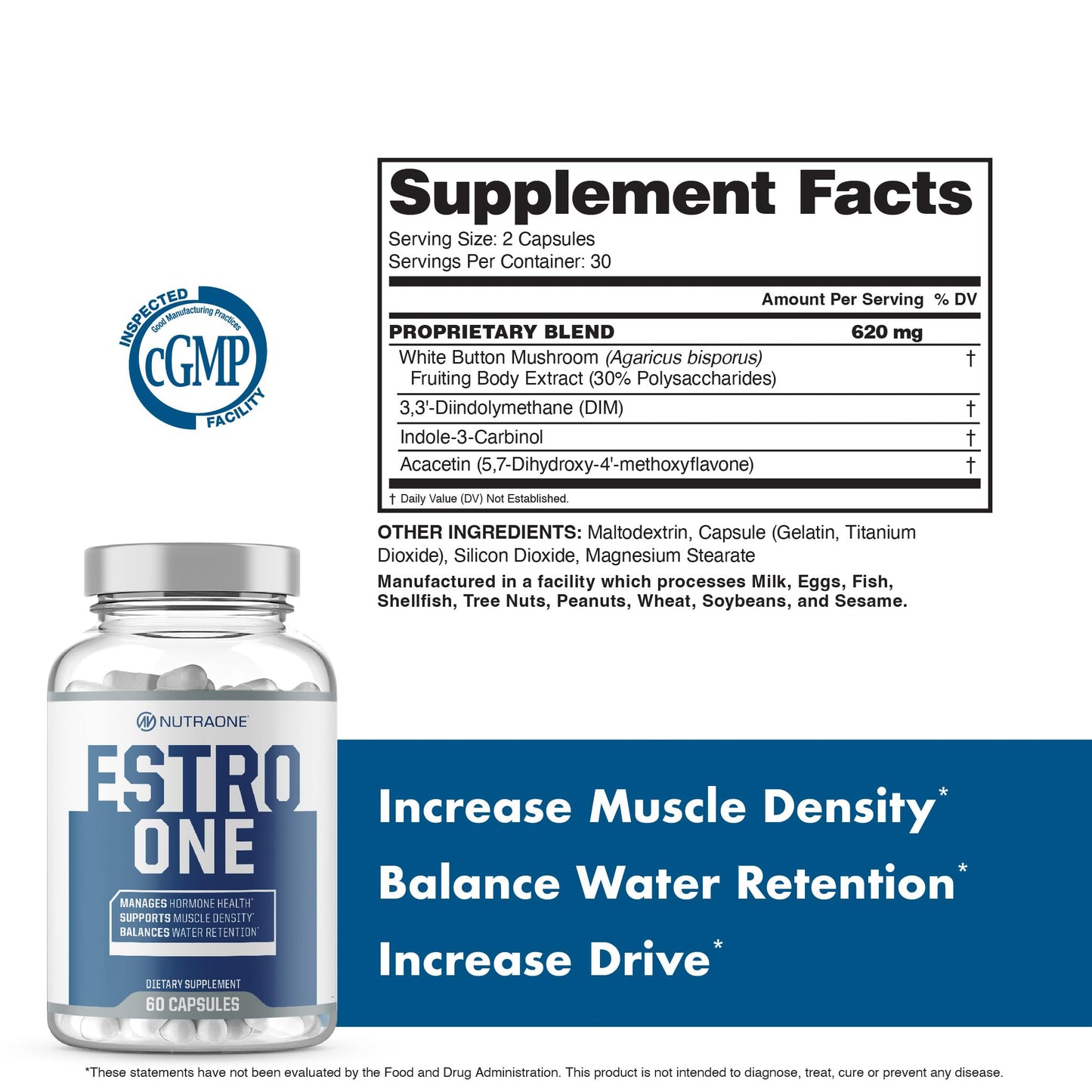 NutraOne EstroOne Hormone Support for Men, 60 Capsules