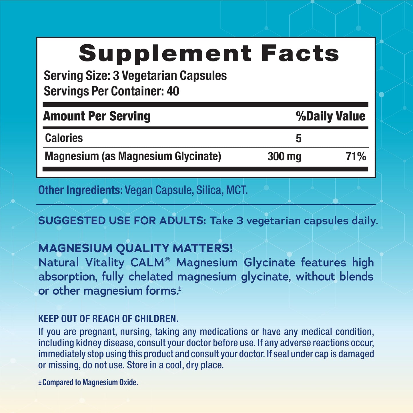 Natural Vitality Calm Magnesium Capsules, 120 Count