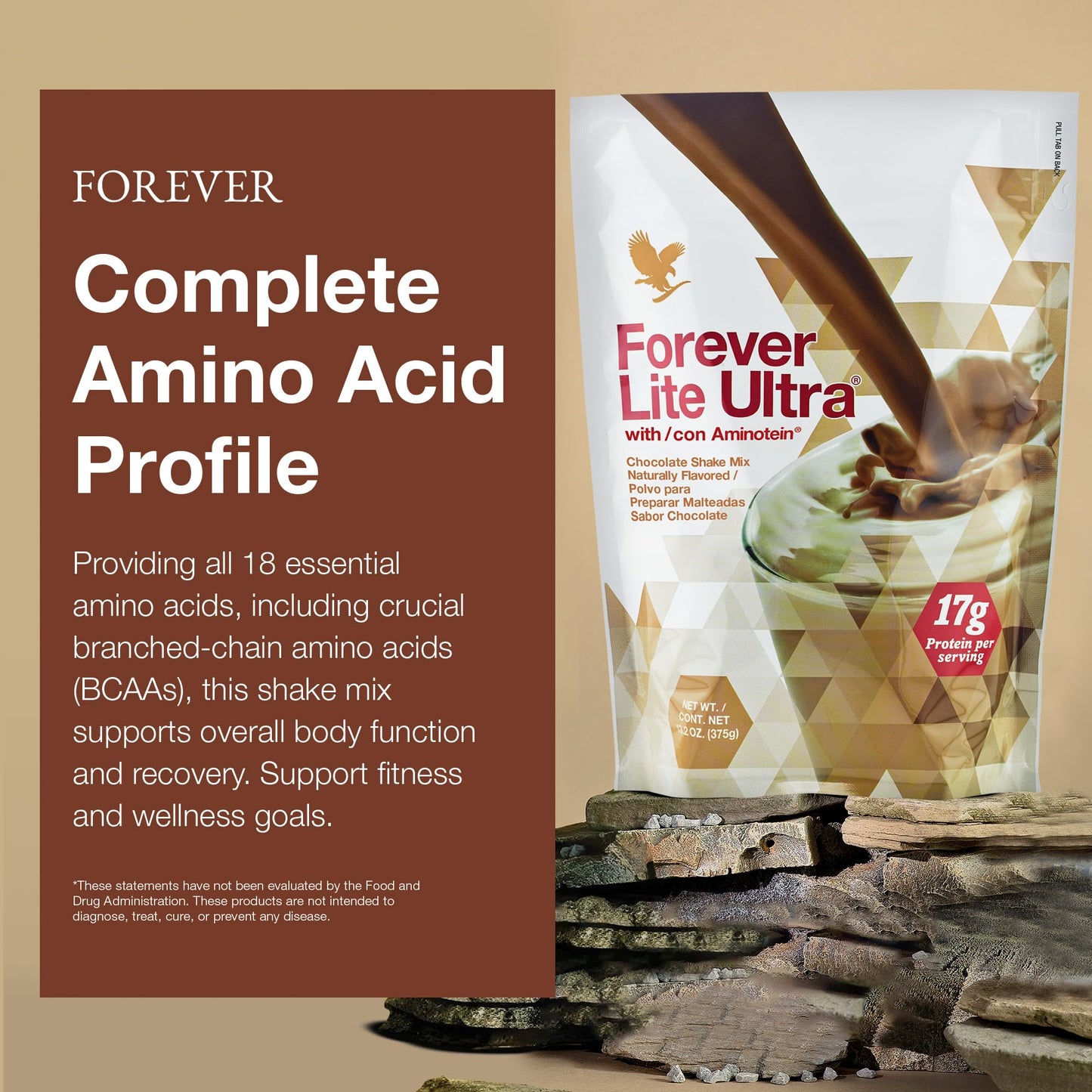 Forever Living Products Lite Ultra Chocolate Protein Shake Mix with Aminotein, Low Carb Drink for Lean Muscle Mass, Powder, 13.2 oz