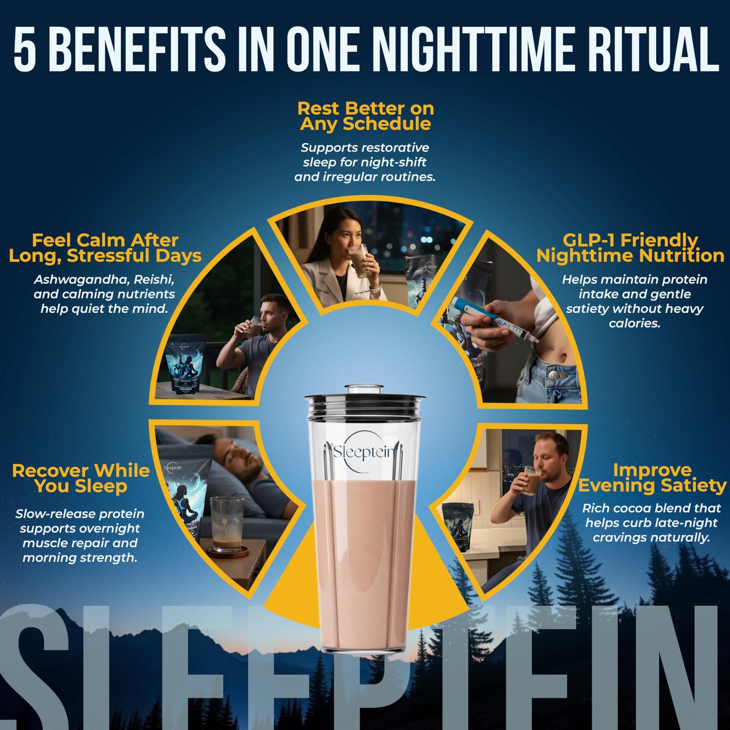 Sleeptein Sleep Support Protein Powder Nighttime Recovery, Powder, 16.32 oz