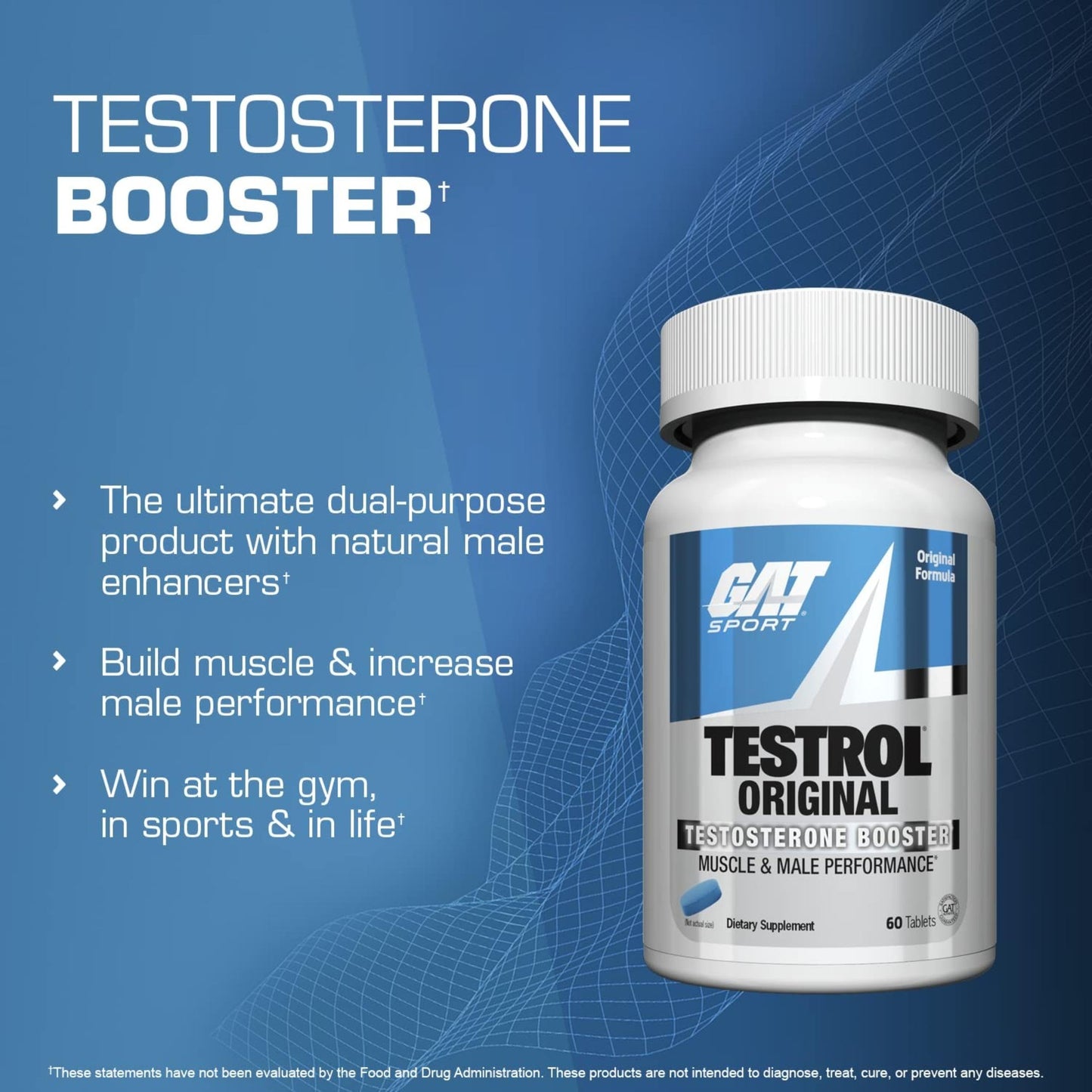 GAT SPORT Testrol Original Test Booster Tablets, 60 Count