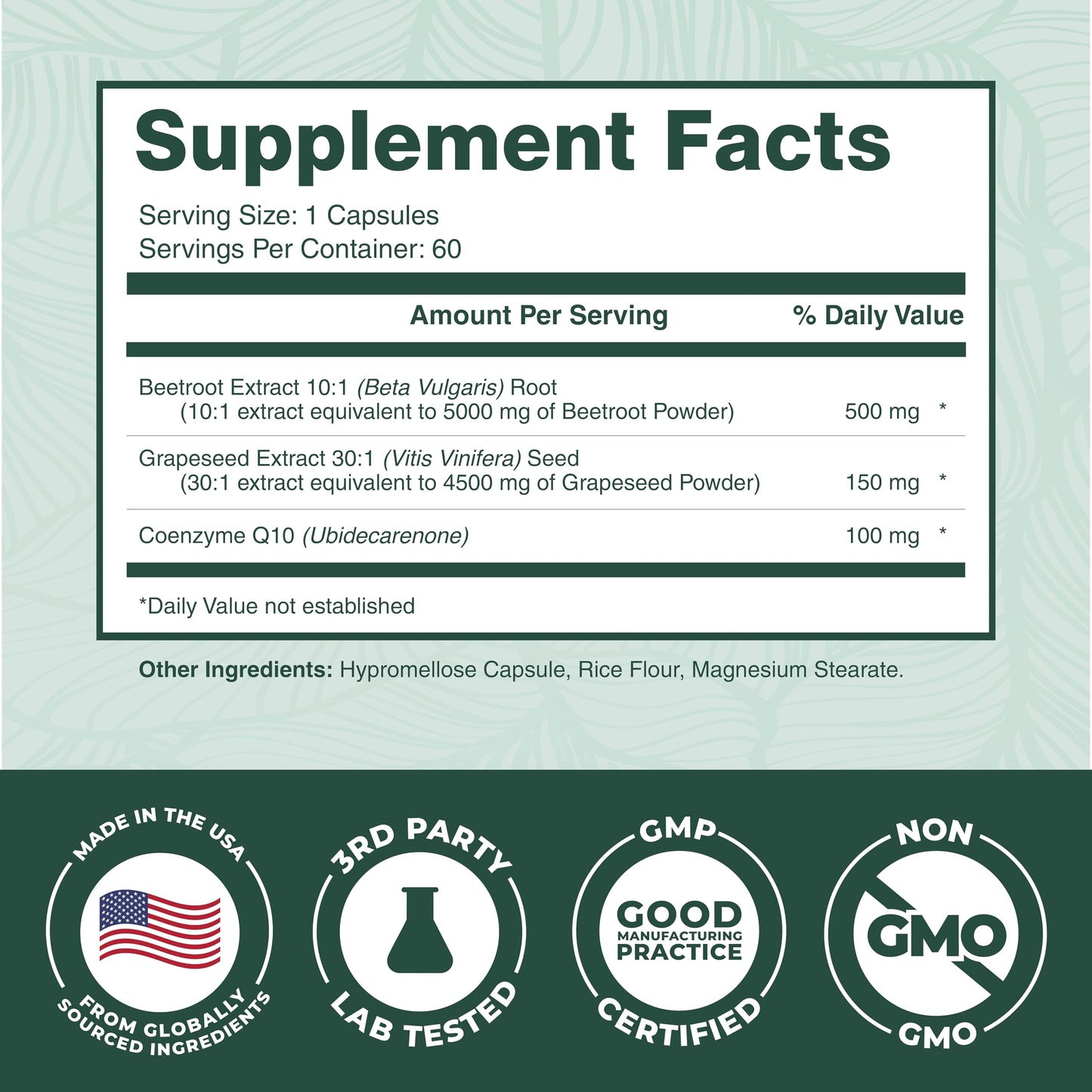 PurePremium Supplements Beet Root Capsules 60 Count