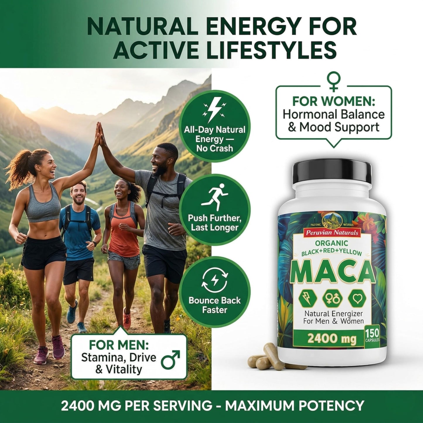 Peruvian Naturals Organic Maca Root Capsules, 1800 Capsules