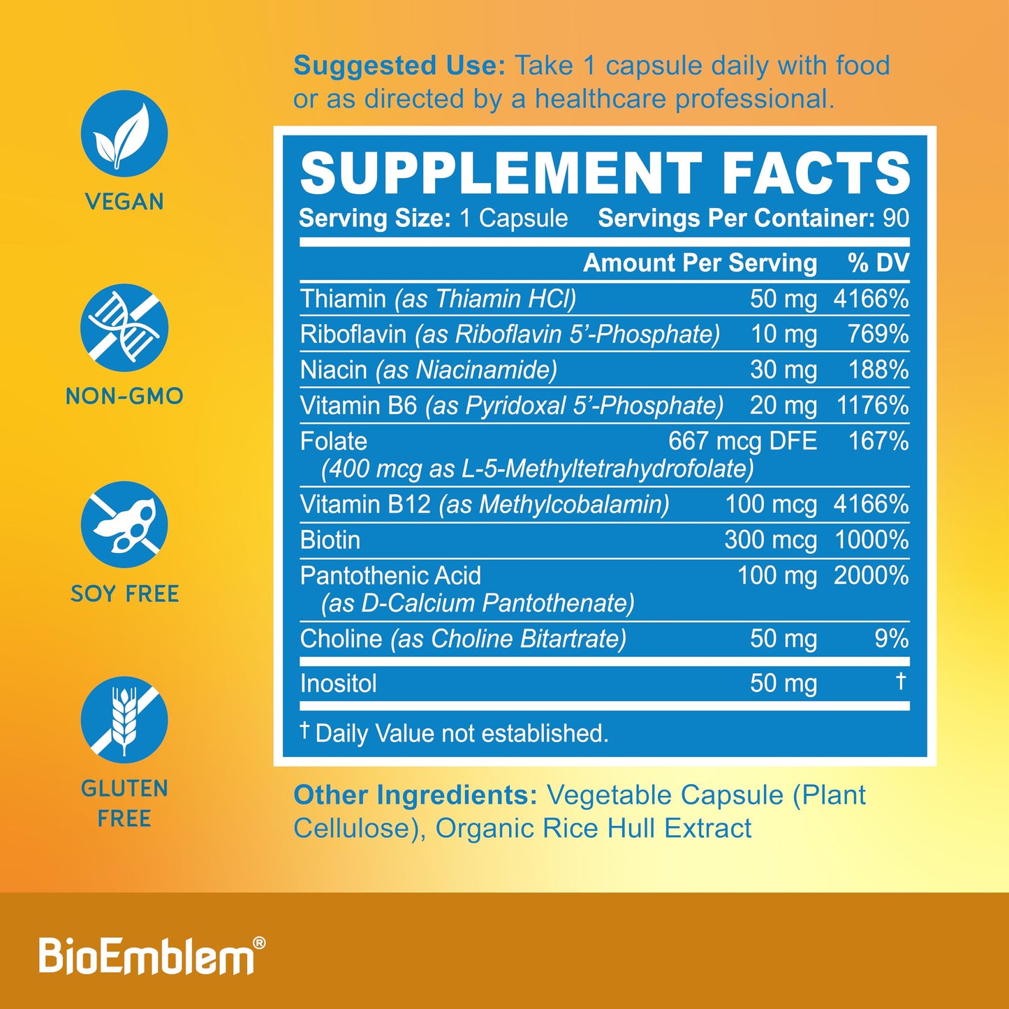 BioEmblem Vitamin B Complex Capsule, 180 Count