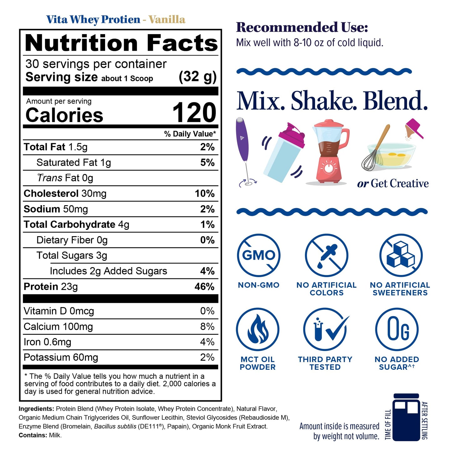 Vitauthority Whey Protein Powder for Women, Vanilla Flavored, 30 Servings