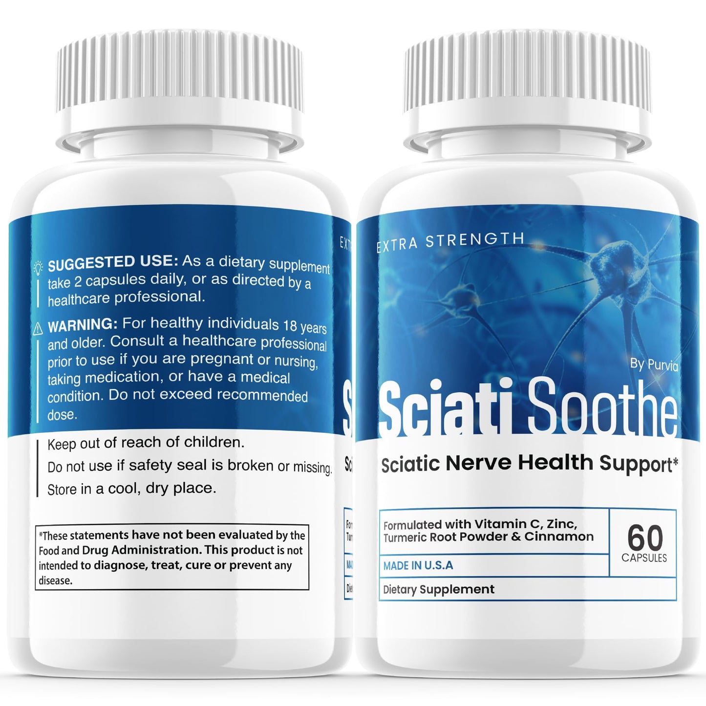 Purvia Sciatisoothe Nerve Health Capsules, 60 Count