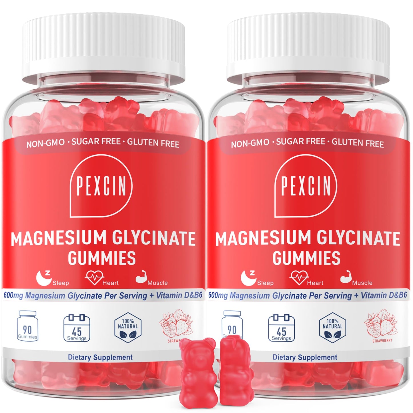 PEXCIN Magnesium Glycinate Gummies for Adults & Kids, 1000mg High Absorption Magnesium, Sugar Free with Potassium, Calm Sleep Support, Stress Relief, 360 Gummies