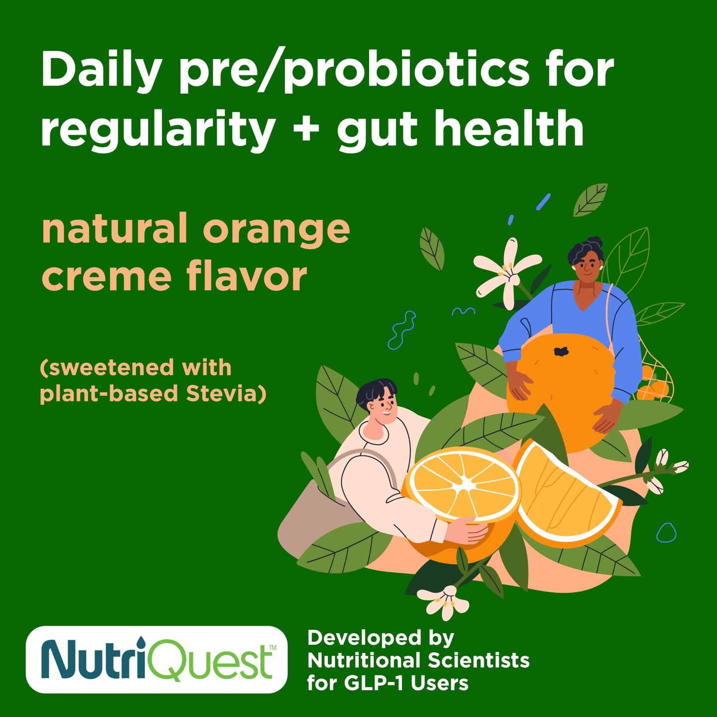 NutriQuest Daily GLP-1 Supplement for Digestion, Hydration, Gut Health Support with Fiber, Electrolytes, Prebiotics and Probiotics, Powder 3.7 oz