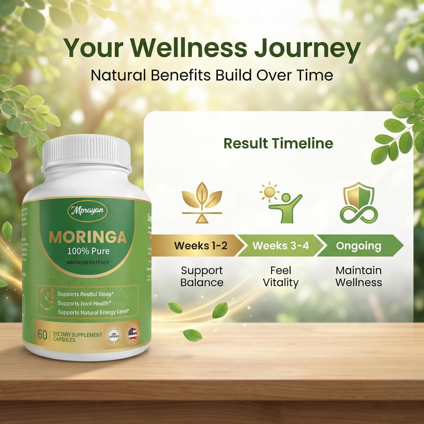MPRAYAN Moringa Capsules, 60 Veg Capsules