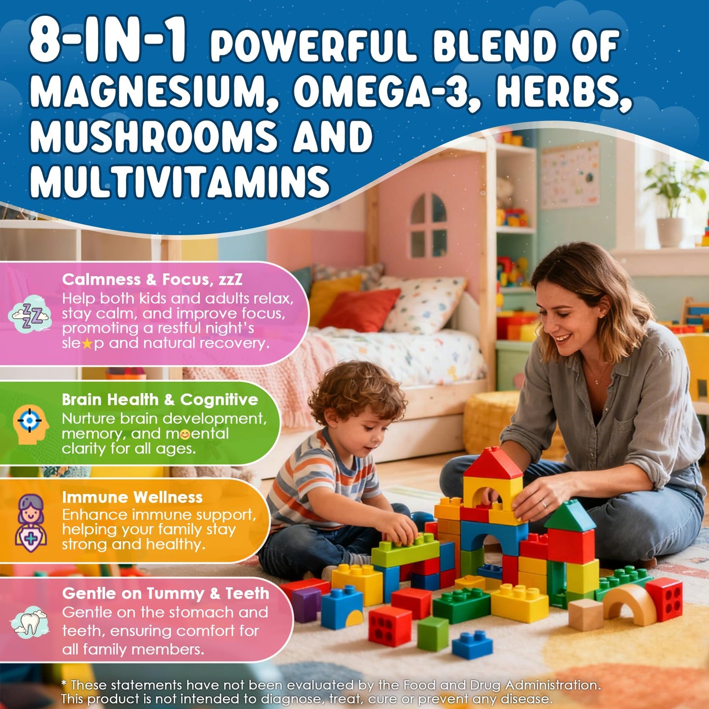 Nextdia Calm Focus Magnesium Gummies with L-MethylFolate 15mg & Methyl B12, 180 Gummies