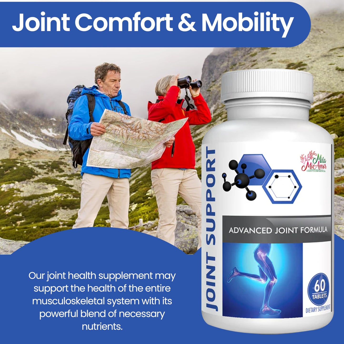 Mila Miamor Joint Support Glucosamine, MSM, Green Lipped Mussel & Vitamins Capsules 60 Count