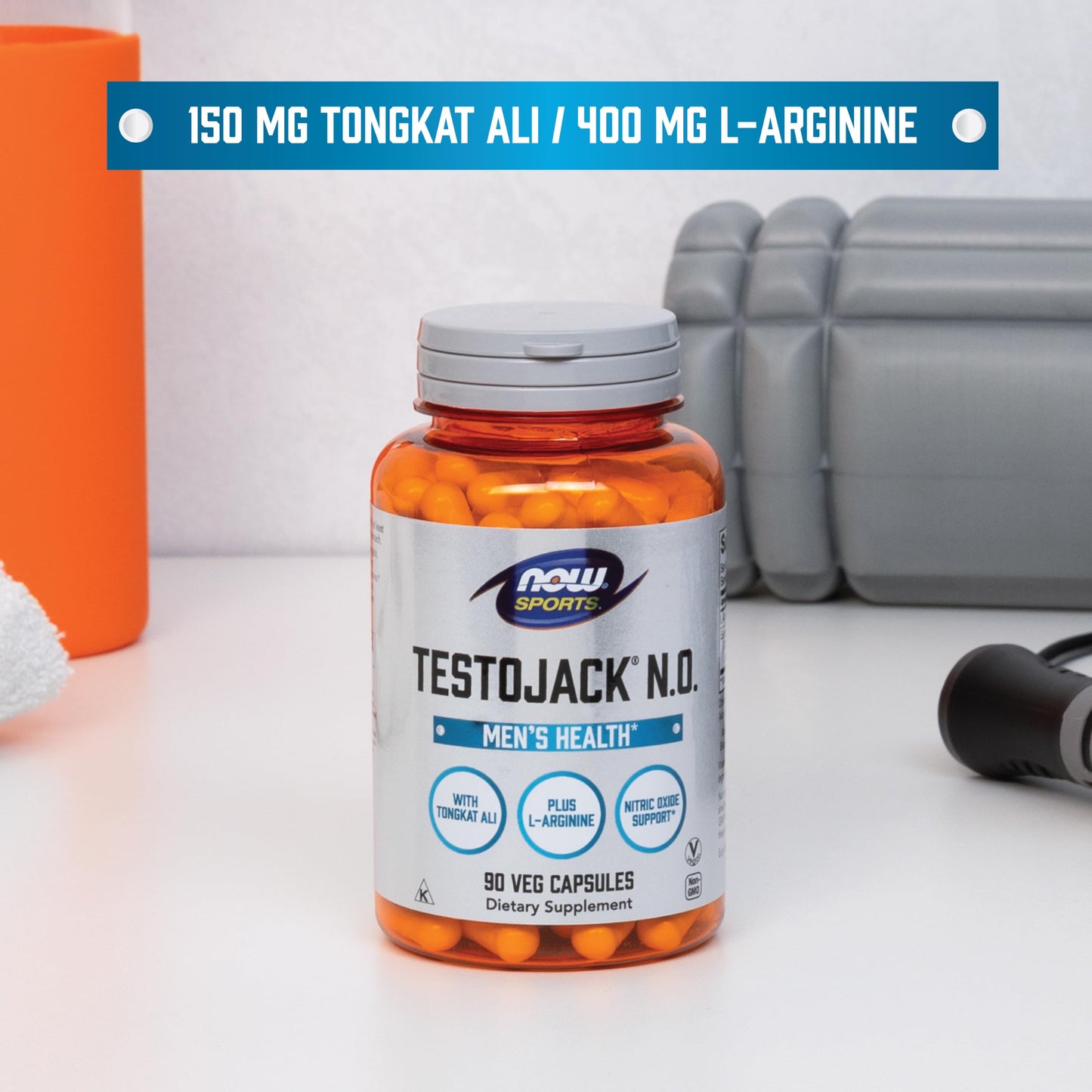 NOW Foods TestoJack N.O. L-Arginine Tongkat Ali Capsule, 90 Count