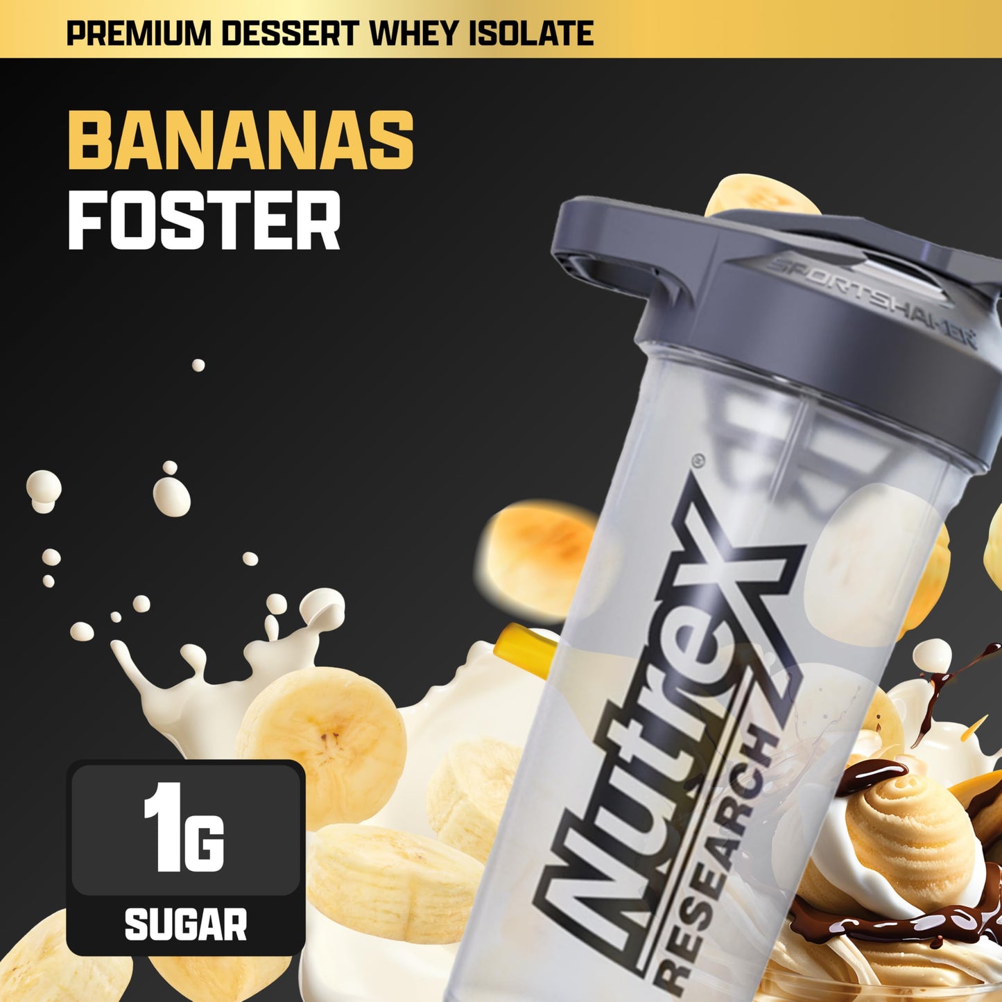 Nutrex Research IsoFit Whey Protein Powder Instantized 100% Whey Protein Isolate Bananas Foster 30 Servings