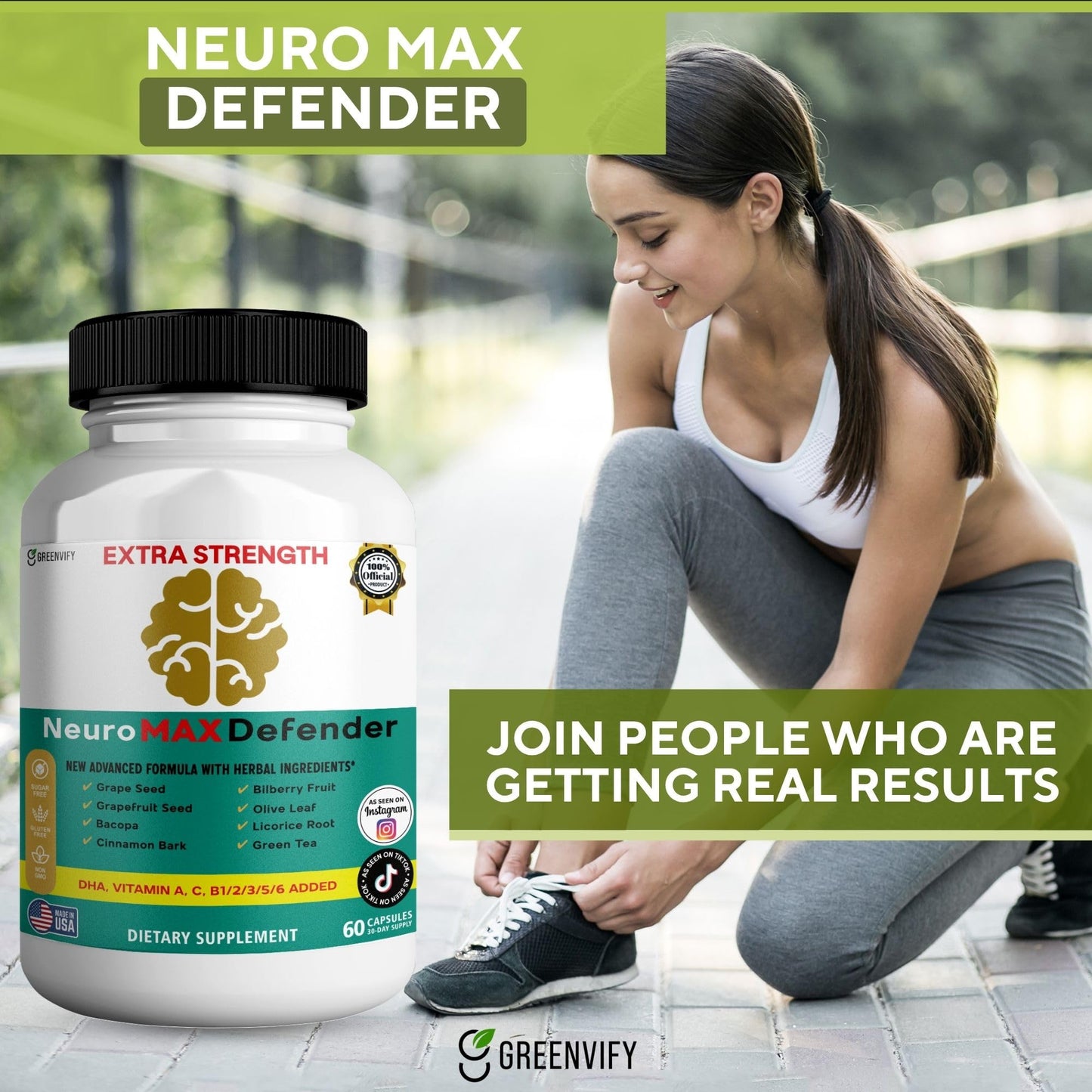 GREENVIFY NeuroMAX Defender Extra Strength Brain Support Supplement with Herbal Blend Capsule 60