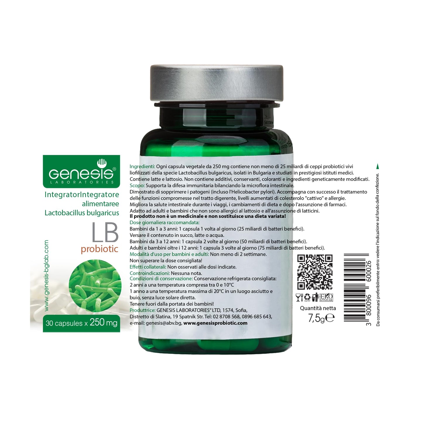 Genesis Laboratories Probiotic Lactobacillus Supplement Capsule 30 Count