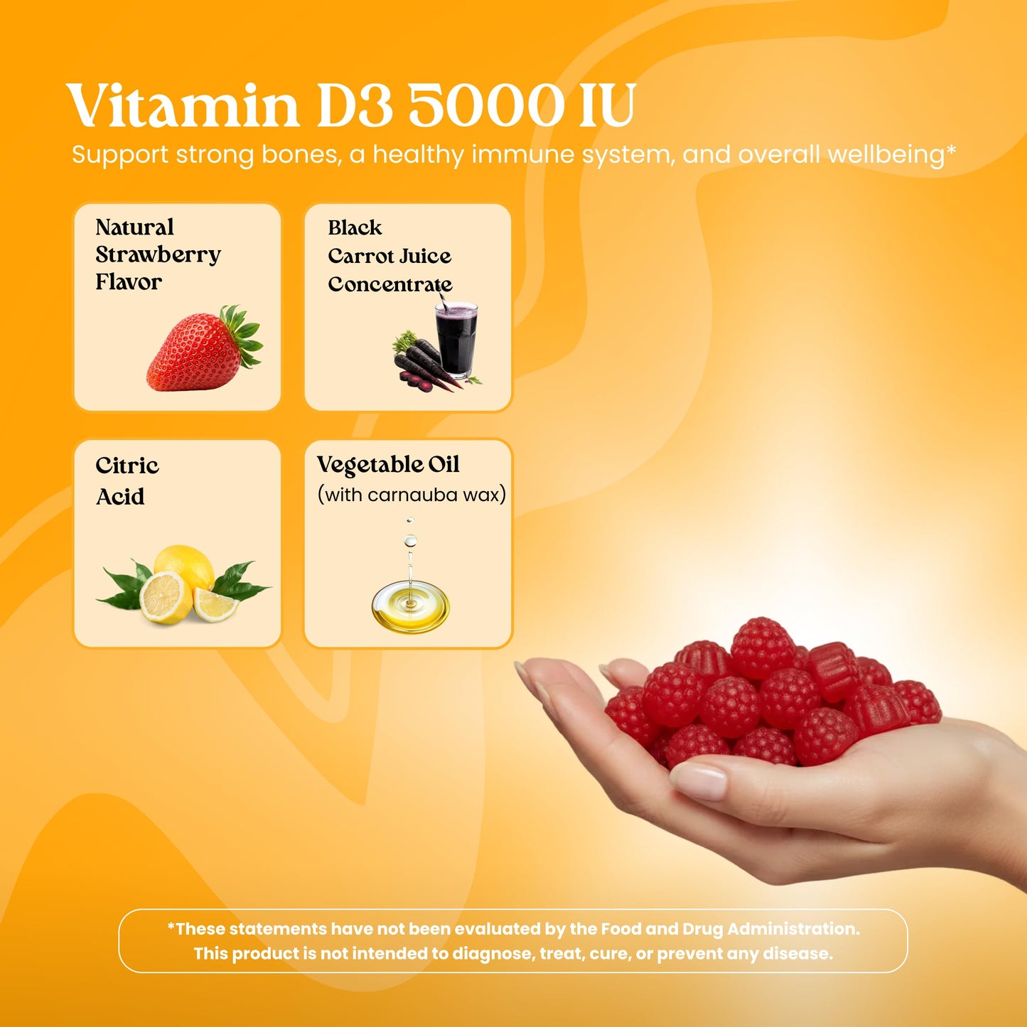VITA GLOBE Vitamin D3 5,000 IU (250 mcg) with Zinc and Echinacea Gummies, 120 Gummies