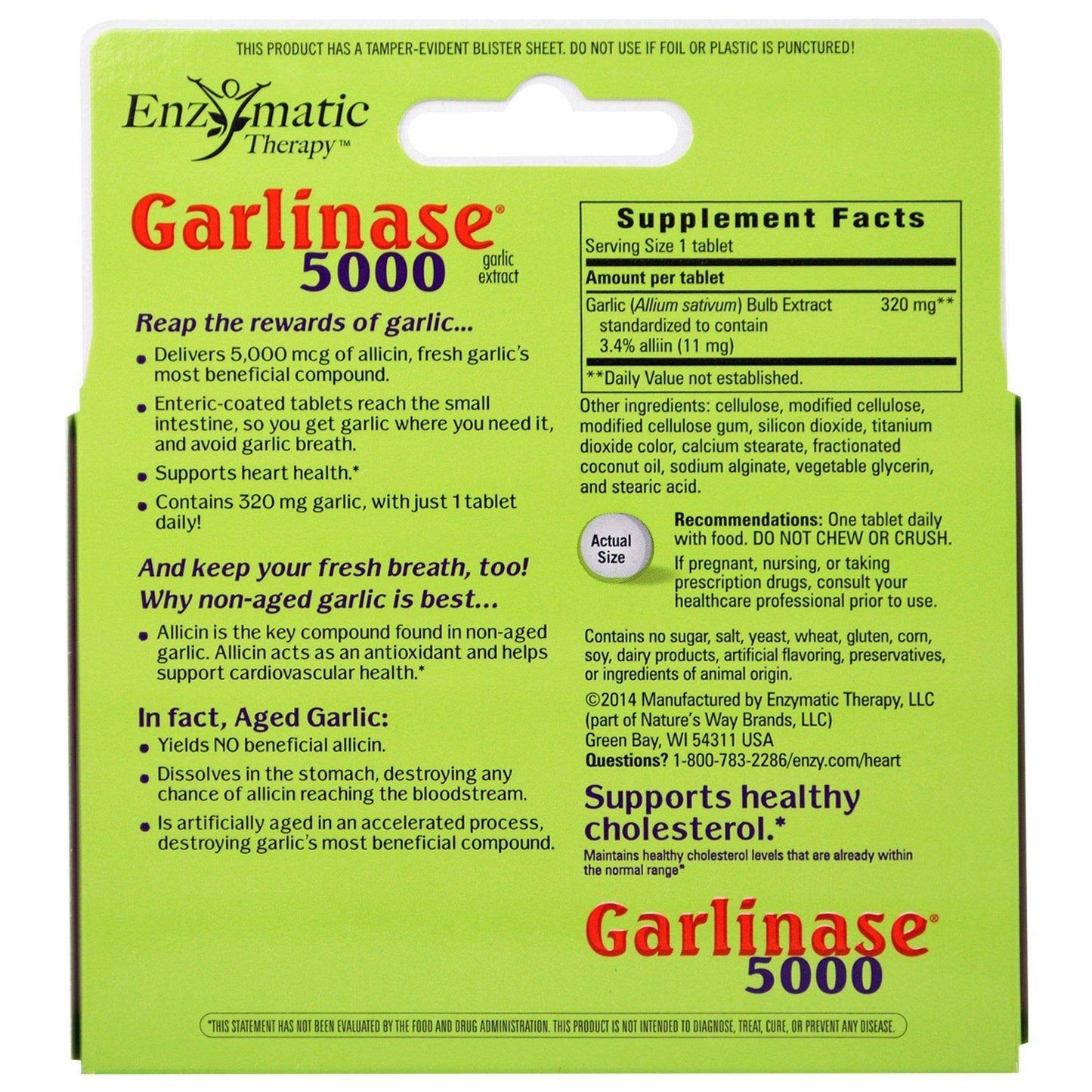 Enzymatic Therapy Garlinase 5000 30 Tablets