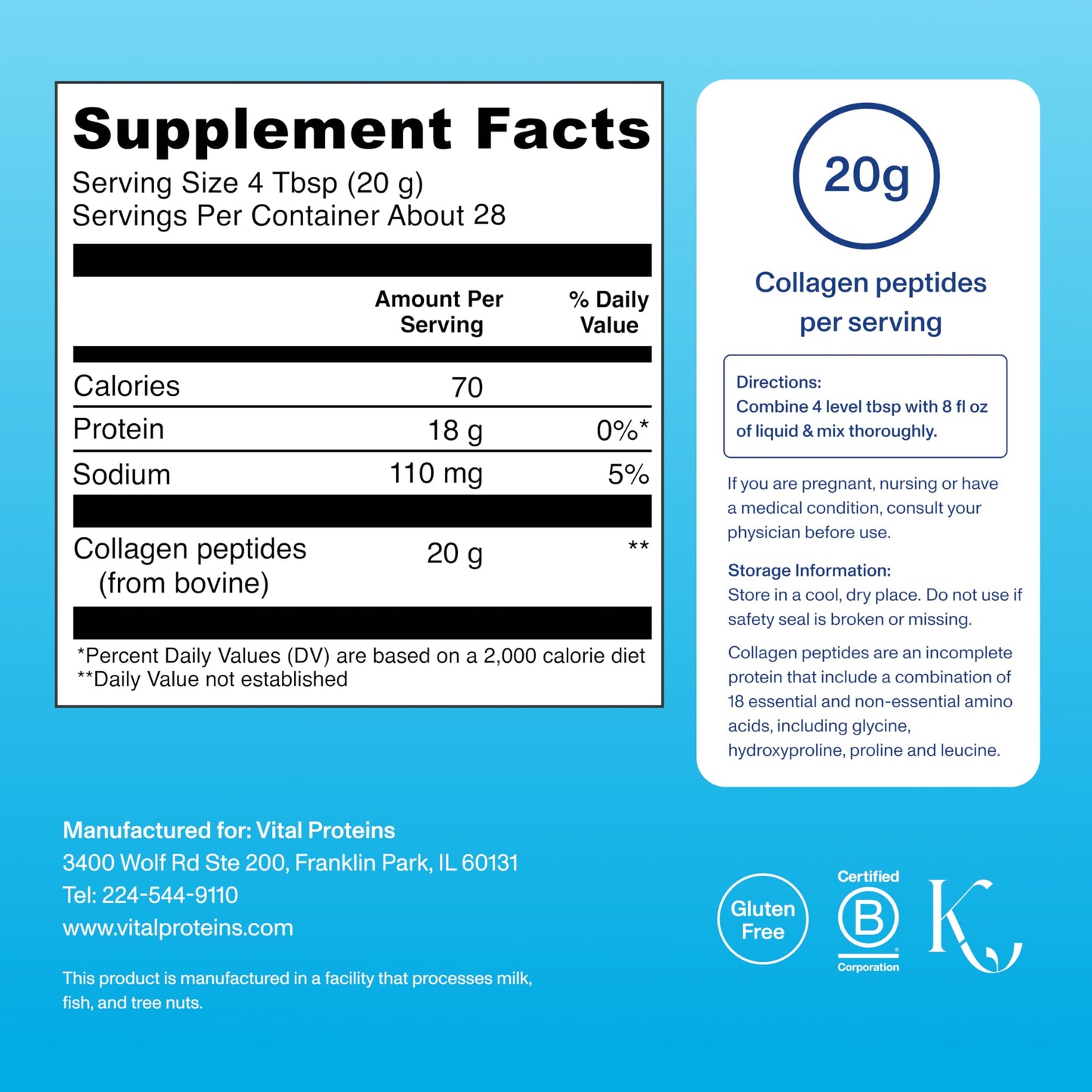 Vital Proteins Collagen Peptides Unflavored Powder 19.3 oz