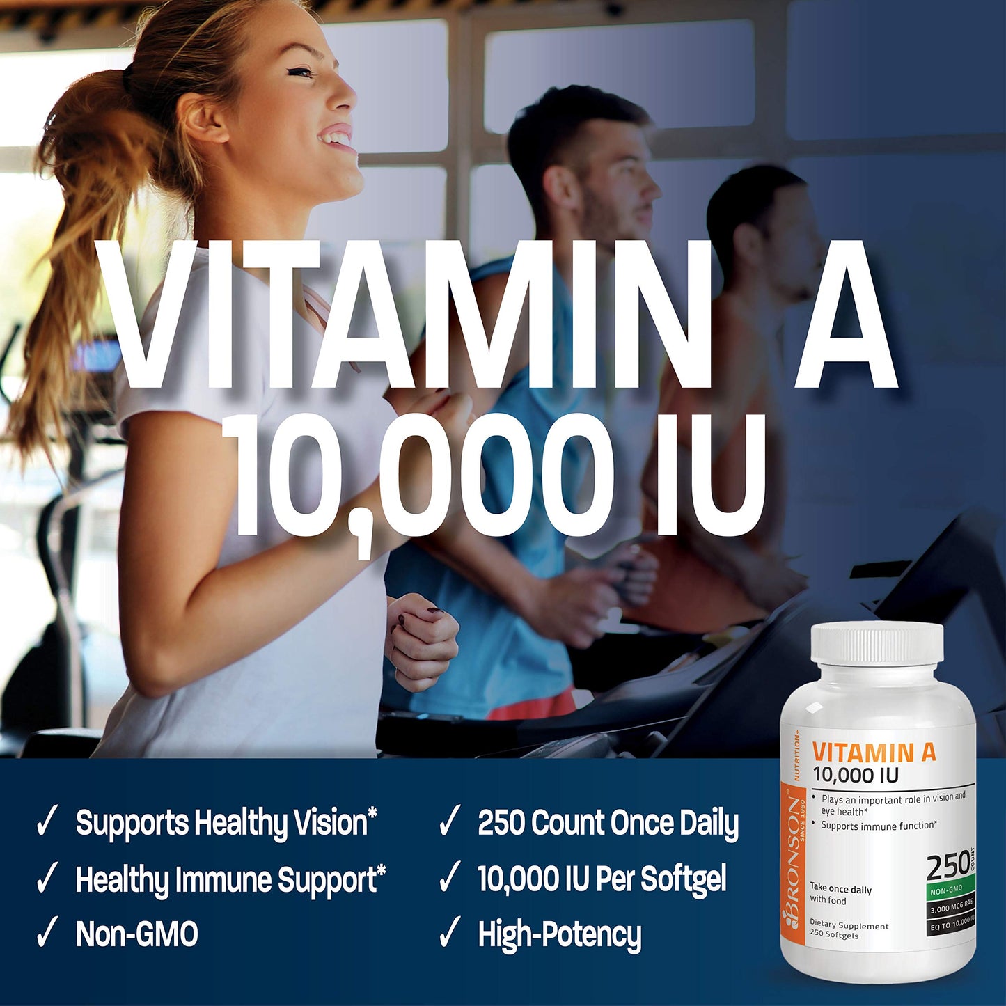 Bronson Vitamin A 10,000 IU Healthy Vision and Immune Support, 250 Softgels