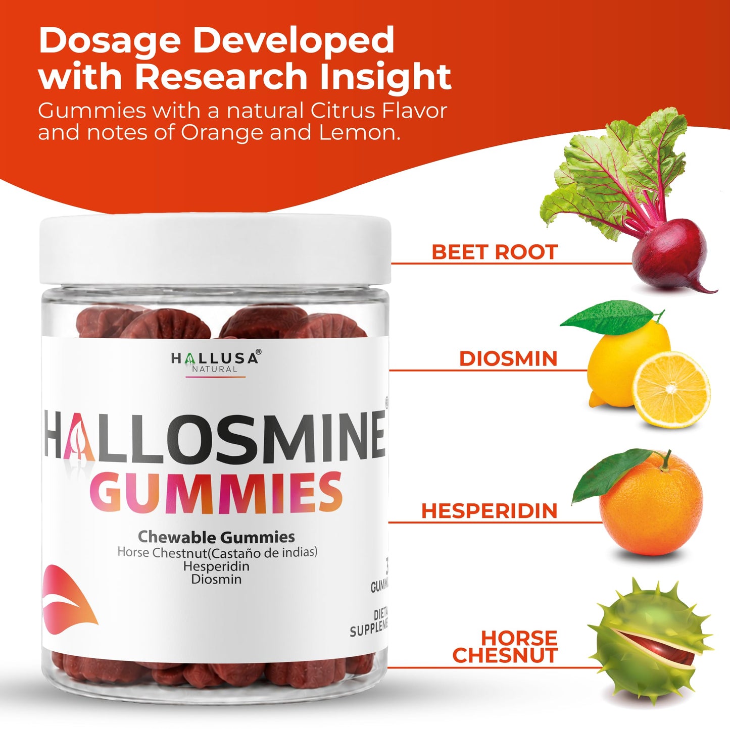 Hallusa Natural Hallosmine 400mg Gummies, 30 Count