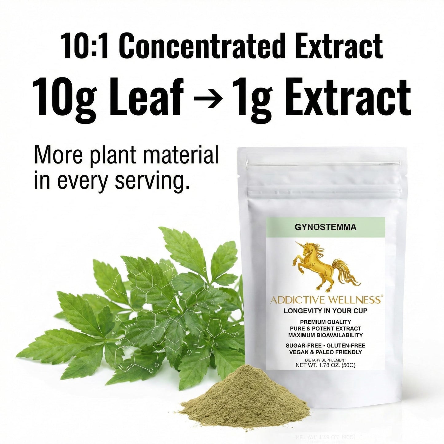 Addictive Wellness Gynostemma Leaf Extract Powder, 1.76 Ounce