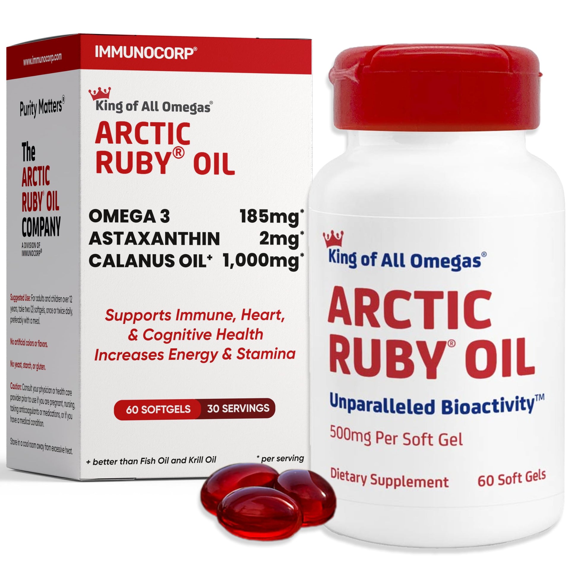 Immunocorp Arctic Ruby Oil Omega-3 1000mg EPA DHA Softgels 60 Count