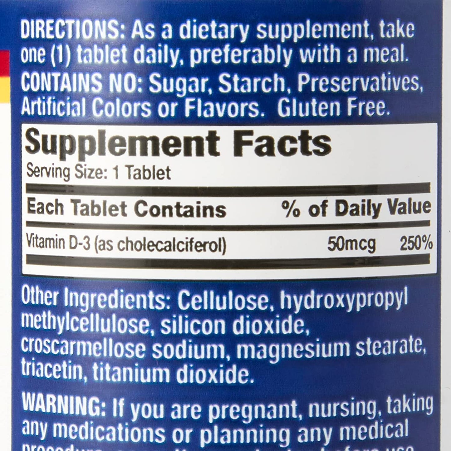 Basic Drugs Natural Vitamin D-3 2000 IU Tablet, 200 Count