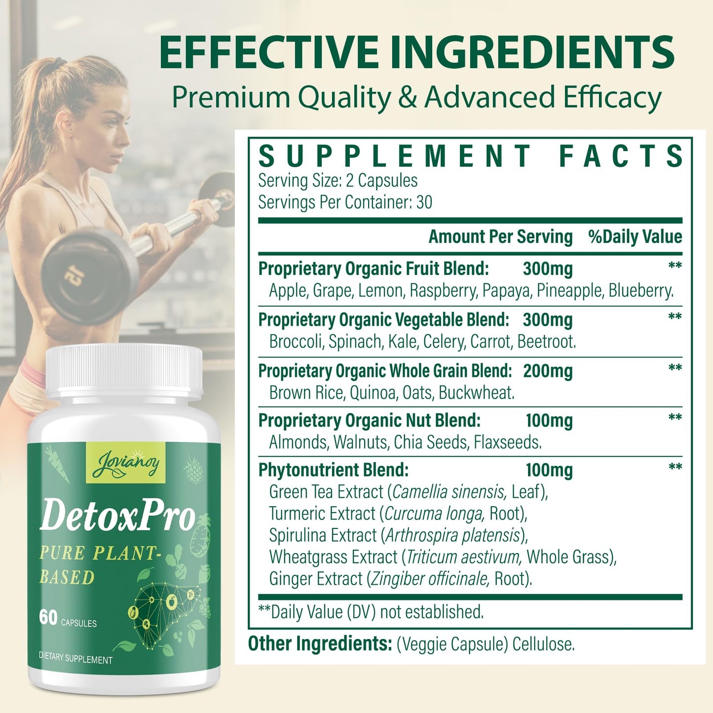 Jovianoy 1000 MG Detox & Cleanse Capsules, 60 Count