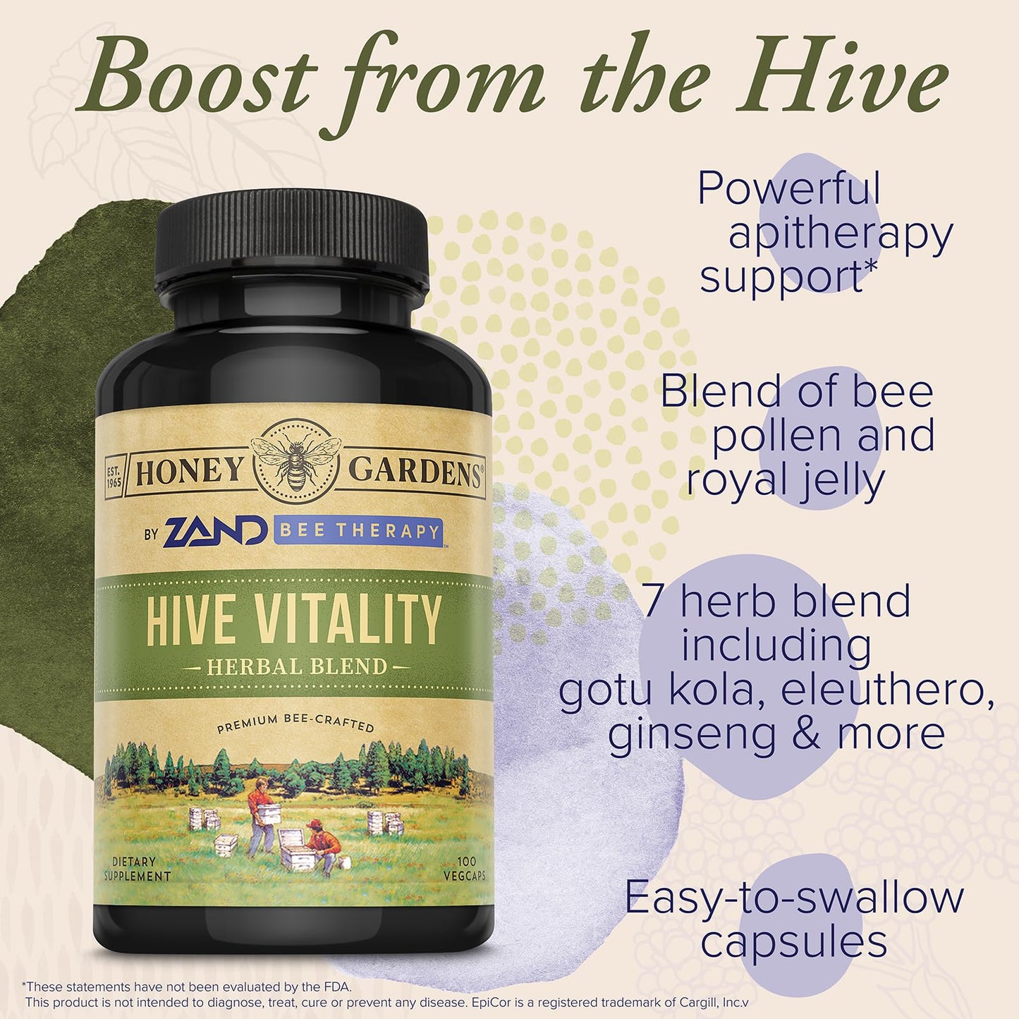 ZAND Bee Therapy Hive Vitality Capsules, 100 Count