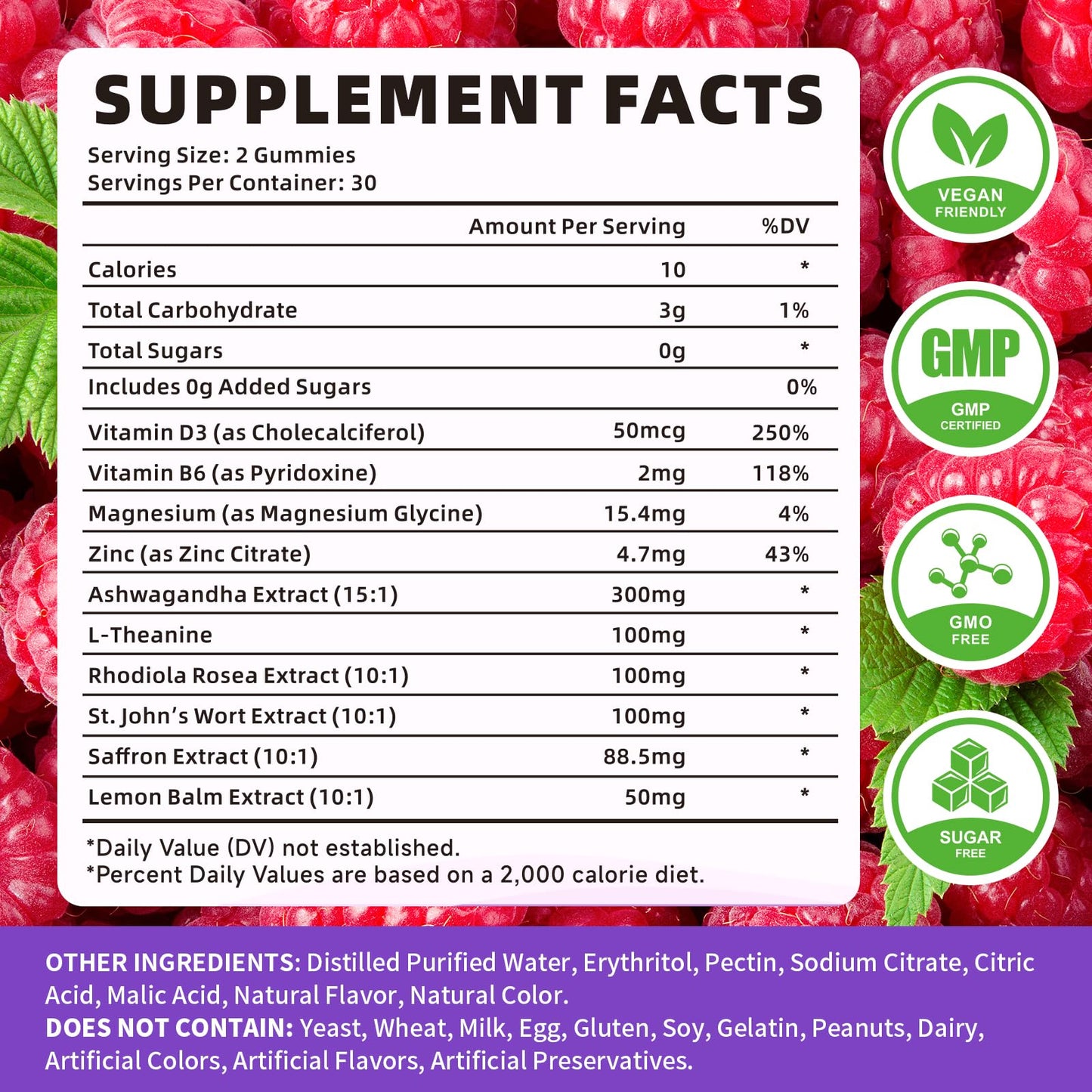 YXSW Saffron Gummies for Kids & Adults with Ashwagandha, L-Theanine, Lemon Balm, Vitamin D3, B6, Magnesium & Zinc - Support Focus, Relaxation, Raspberry Flavor, 120 Count
