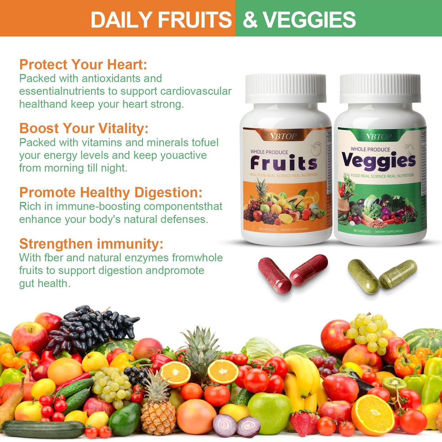 VBTOP Fruit- Nutritional Supplement 90 Capsules