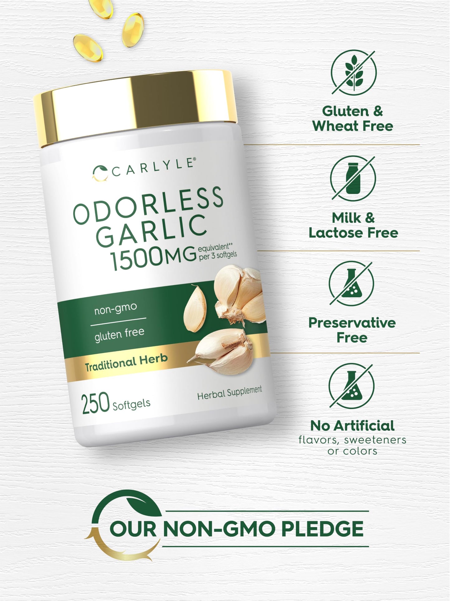 Carlyle Odorless Garlic Supplement Softgels 250