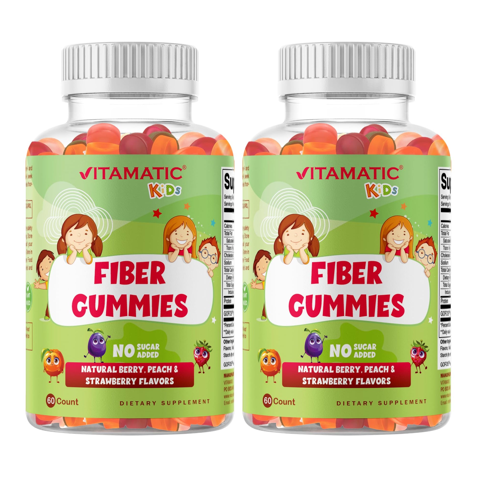 Vitamatic Kids Prebiotic Fiber Gummies, Gummy, 120 Count