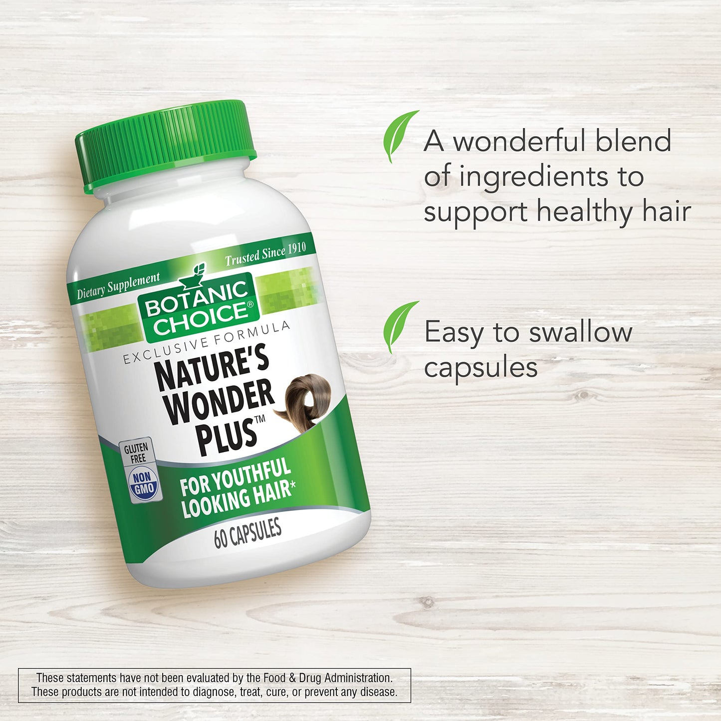 Botanic Choice Nature’s Wonder Plus-Ashwagandha, Biotin, Inositol, Fo-ti Powder Capsule 60 Count